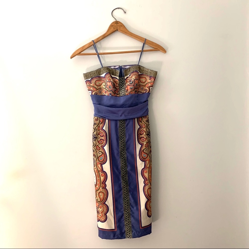 Embroidered silk paisley Nicole Miller dress